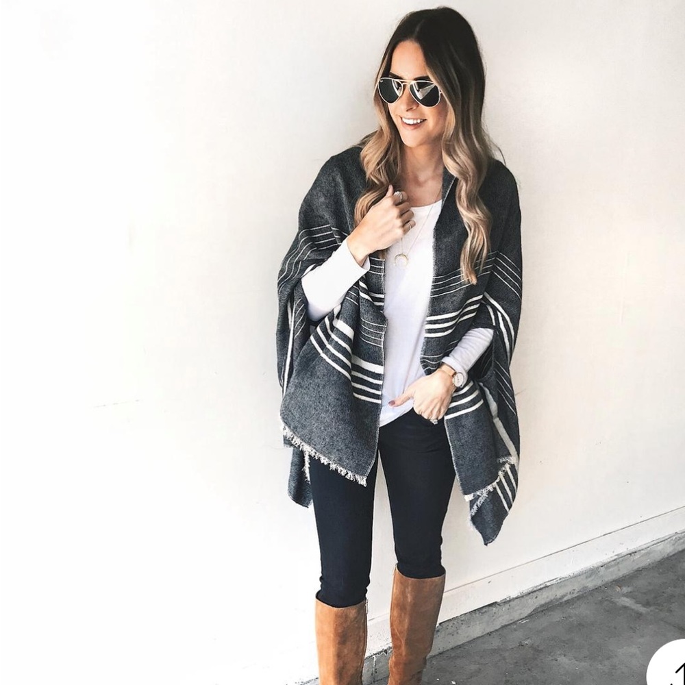 JCrew striped poncho